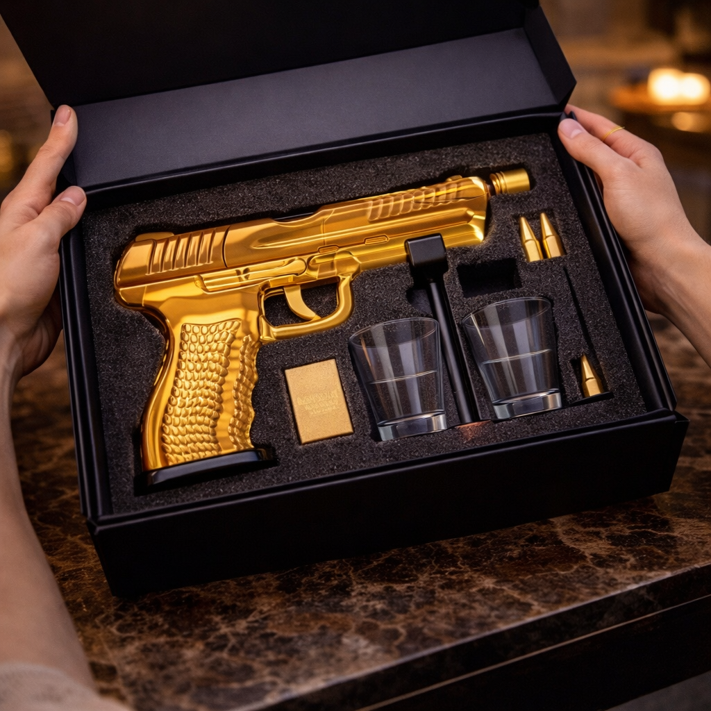 Butelka Whisky – Edycja Zestawu Pistolet z Szkłami