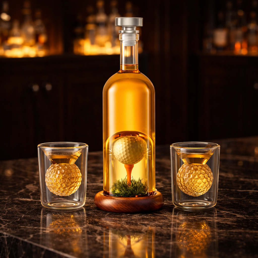 Butelka Whisky - Edycja Zestawu Golfowego z Kieliszkami